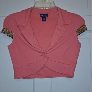 Limited Too pink gold sequins vest bolero cardigan shrug kids party costume cute
